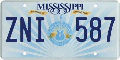 MS license plate ZNI587