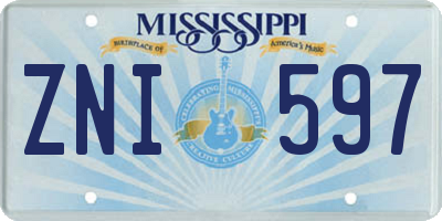MS license plate ZNI597