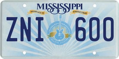 MS license plate ZNI600