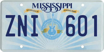 MS license plate ZNI601