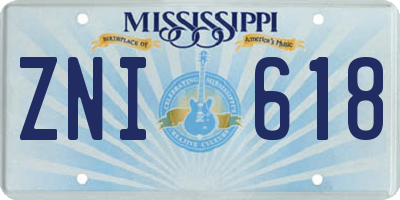 MS license plate ZNI618