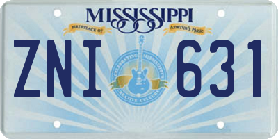 MS license plate ZNI631