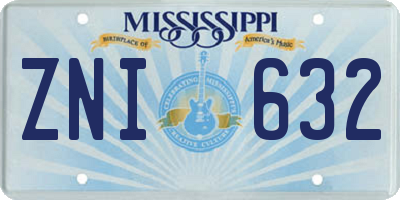 MS license plate ZNI632