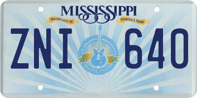MS license plate ZNI640