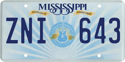 MS license plate ZNI643