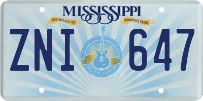 MS license plate ZNI647