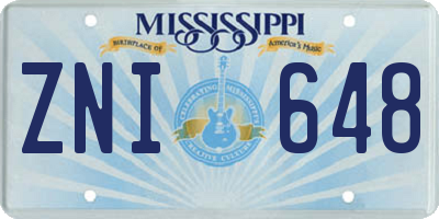 MS license plate ZNI648