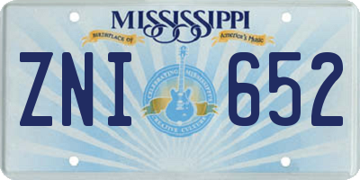 MS license plate ZNI652