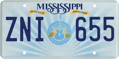 MS license plate ZNI655