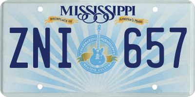 MS license plate ZNI657