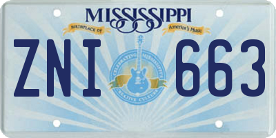 MS license plate ZNI663