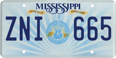 MS license plate ZNI665