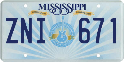 MS license plate ZNI671