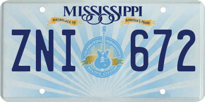 MS license plate ZNI672