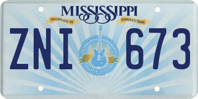 MS license plate ZNI673