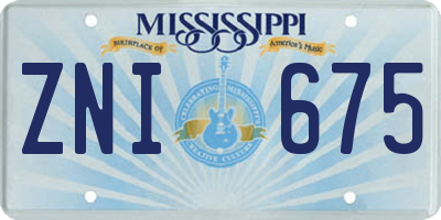 MS license plate ZNI675