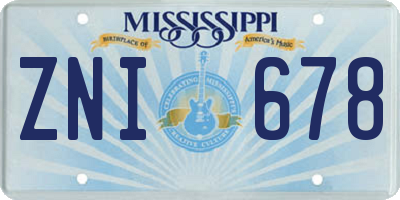 MS license plate ZNI678
