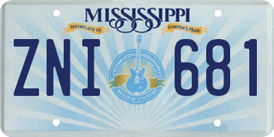 MS license plate ZNI681