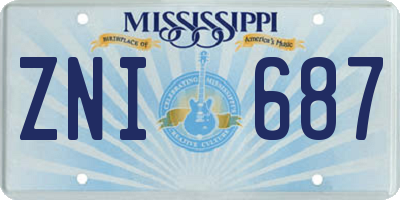 MS license plate ZNI687
