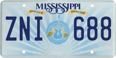 MS license plate ZNI688
