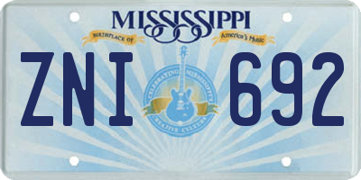 MS license plate ZNI692