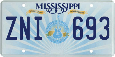 MS license plate ZNI693