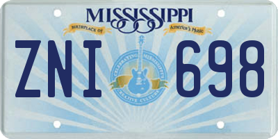 MS license plate ZNI698