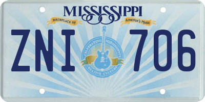 MS license plate ZNI706