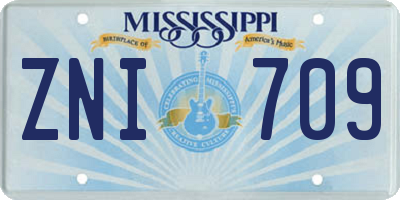 MS license plate ZNI709