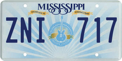 MS license plate ZNI717