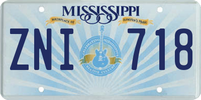 MS license plate ZNI718