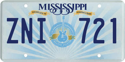 MS license plate ZNI721