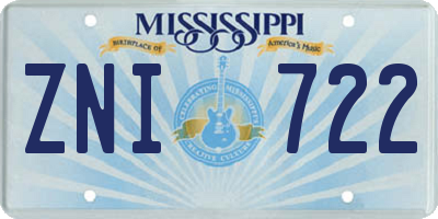 MS license plate ZNI722