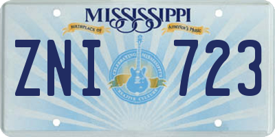 MS license plate ZNI723