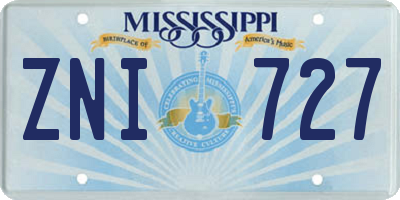 MS license plate ZNI727