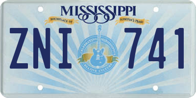 MS license plate ZNI741