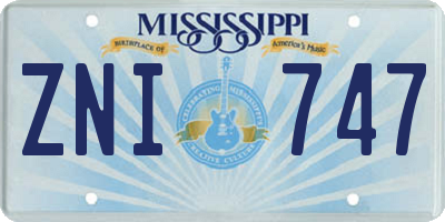 MS license plate ZNI747