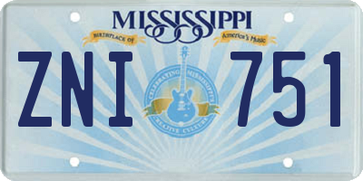 MS license plate ZNI751