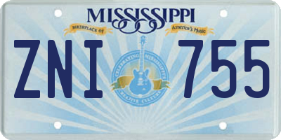 MS license plate ZNI755