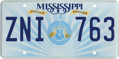 MS license plate ZNI763