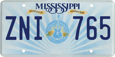 MS license plate ZNI765