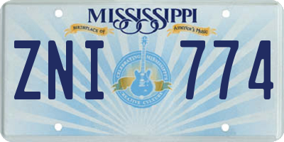 MS license plate ZNI774