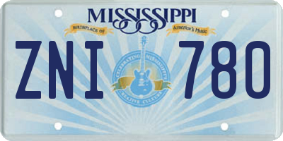 MS license plate ZNI780