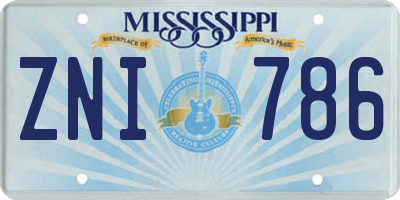MS license plate ZNI786