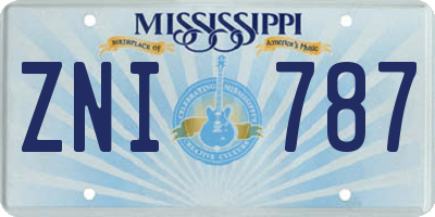 MS license plate ZNI787