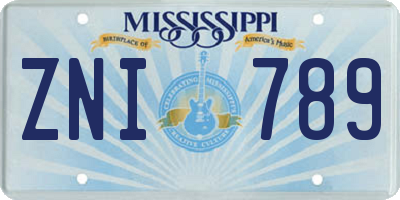 MS license plate ZNI789