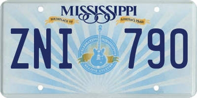MS license plate ZNI790