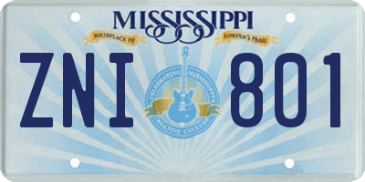 MS license plate ZNI801