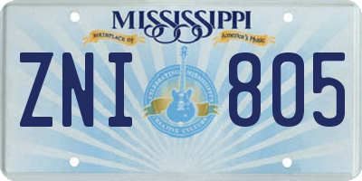 MS license plate ZNI805