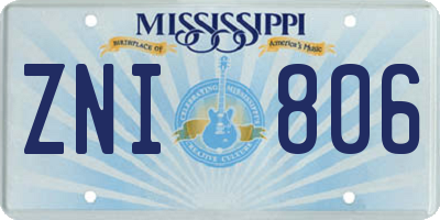 MS license plate ZNI806